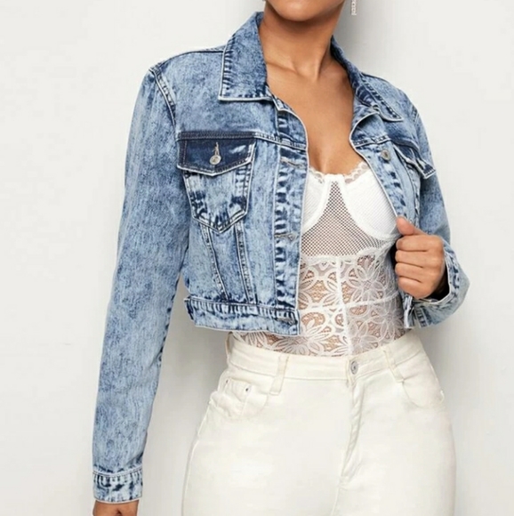 Mossimo Supply Co. Jackets & Blazers - MOSSIMO DENIM Cropped Distressed Jacket